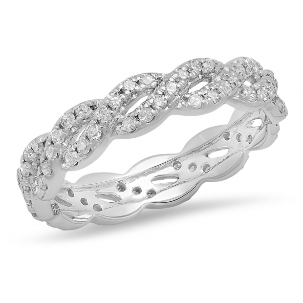 0.65 Carat (ctw) 18K White Gold Round Diamond Ladies Eternity Anniversary Wedding Band Ring