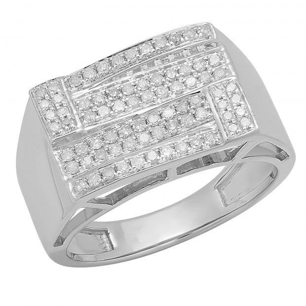 0.50 Carat (ctw) Sterling Silver Round White Diamond Men