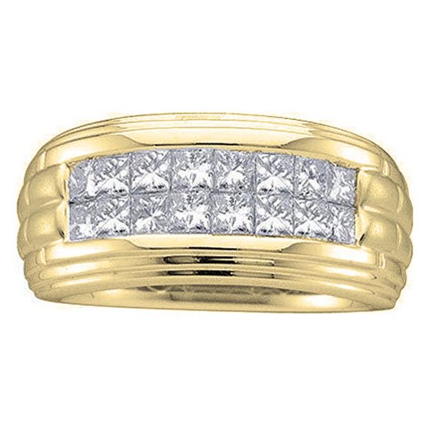 0.90 Carat (ctw) 10K Yellow Gold Princess Cut Diamond Men
