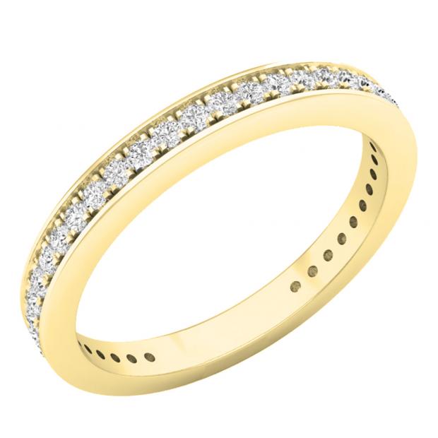 0.35 Carat (ctw) 10K Yellow Gold Round Cubic Zirconia Ladies Sizable Eternity Anniversary Stackable Ring Wedding Band 1/3 CT