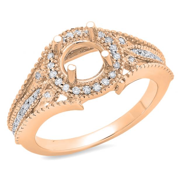0.25 Carat (ctw) 10K Rose Gold Round White Diamond Ladies Split Shank Semi Mount Bridal Engagement Ring 1/4 CT (No Center Stone)