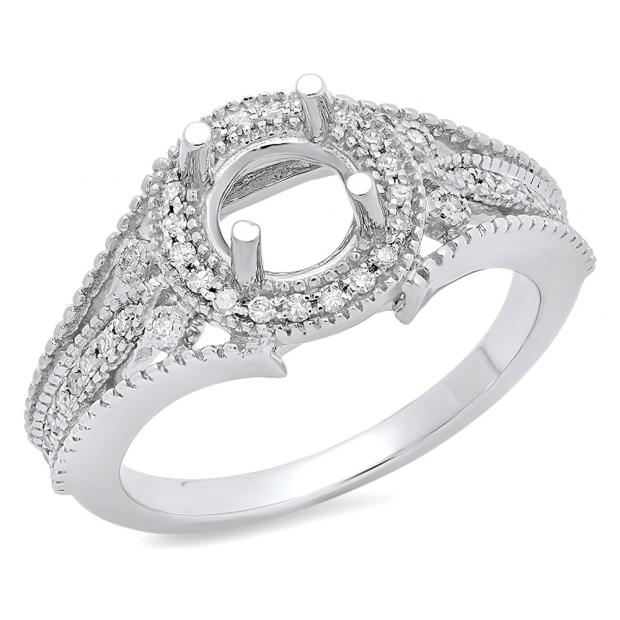 0.25 Carat (ctw) 10K White Gold Round White Diamond Ladies Split Shank Semi Mount Bridal Engagement Ring 1/4 CT (No Center Stone)