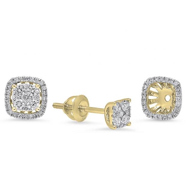 0.40 Carat (ctw) 14K Yellow Gold Round Diamond Ladies Stud Earrings With Removable Jackets