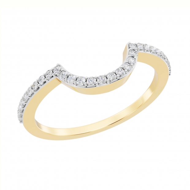 0.15 Carat (ctw) 10K Yellow Gold Round Cut Diamond Ladies Anniversary Wedding Stackable Band Contour Guard Ring