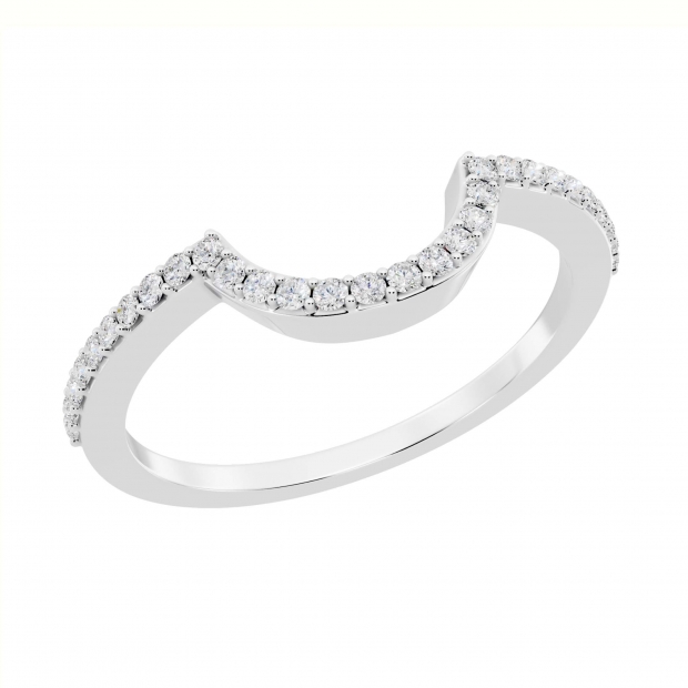 0.15 Carat (ctw) 18K White Gold Round Cut Diamond Ladies Anniversary Wedding Stackable Band Contour Guard Ring