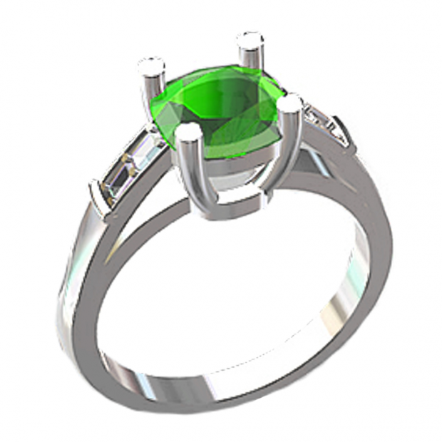 2.00 Carat (ctw) 14K White Gold Cushion & Baguette Cut Green & White Cubic Zirconia Ladies Vintage Style Bridal Engagement Ring 2 CT