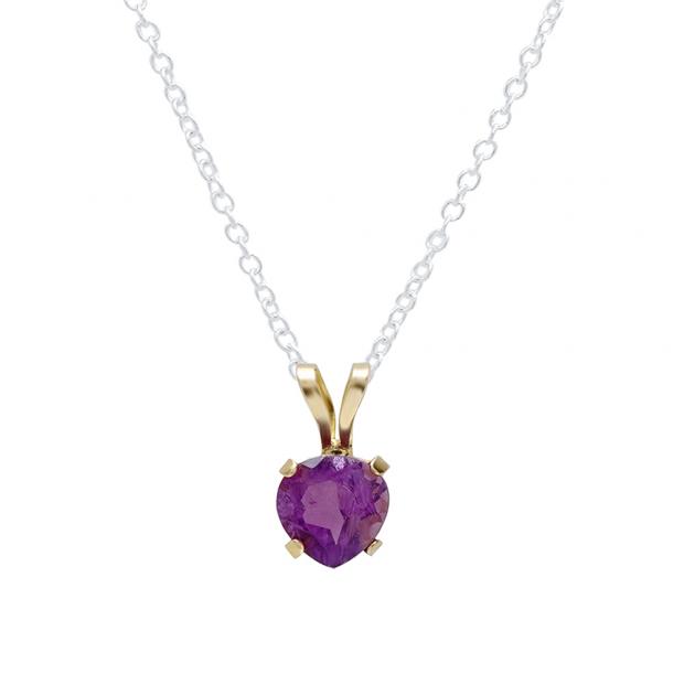 10K Yellow Gold 5mm Amethyst Ladies Solitaire Pear Shape Pendant (Silver Chain Included)