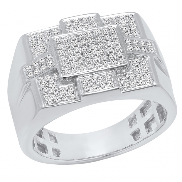 0.50 Carat (Ctw) 14K White Gold Round Cut White Diamond Men
