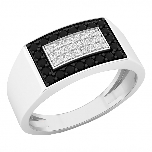 0.45 Carat (Ctw) 10K White Gold Round Black & White Diamond Men