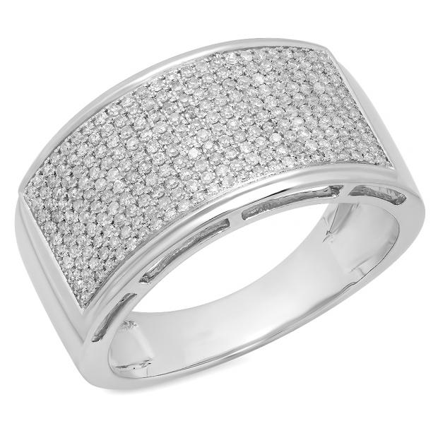 0.65 Carat (Ctw) 18K White Gold Round Cut White Diamond Men