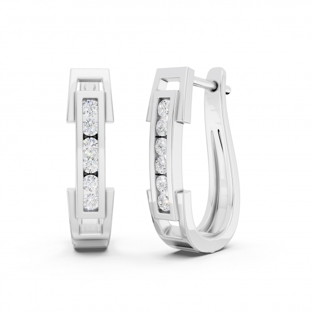 0.25 Carat (ctw) 10K White Gold Round Cut White Diamond Ladies Huggies Hoop Earrings 1/4 CT