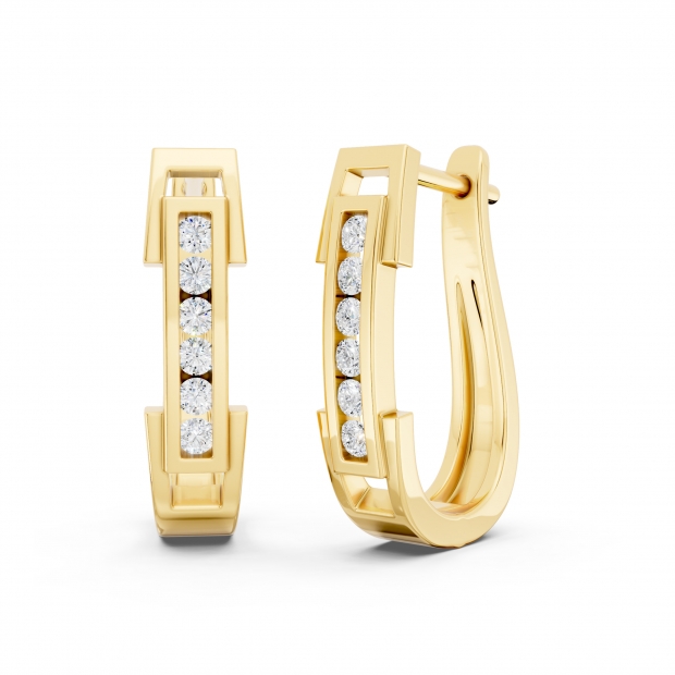 0.25 Carat (ctw) 10K Yellow Gold Round Cut White Diamond Ladies Huggies Hoop Earrings 1/4 CT