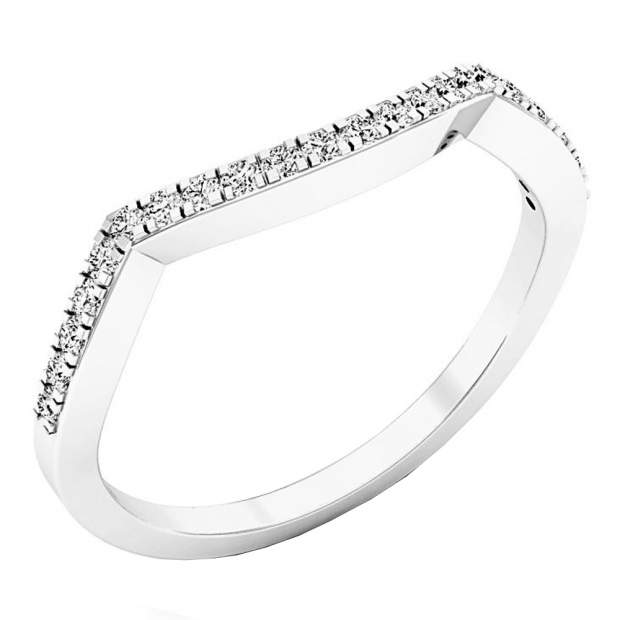 0.25 Carat (ctw) 10K White Gold Round Cubic Zirconia CZ Bridal Halo Wedding Band 1/4 CT