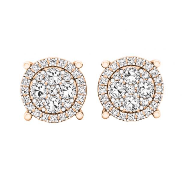 0.40 Carat (ctw) 10K Rose Gold Round Cut White Diamond Ladies Cluster Flower Stud Earrings