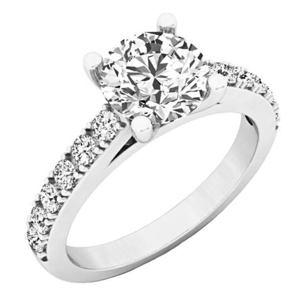 GIA CERTIFIED 2.00 Carat (ctw) 18K White Gold Round White Diamond Ladies Engagement Bridal Ring 2 CT