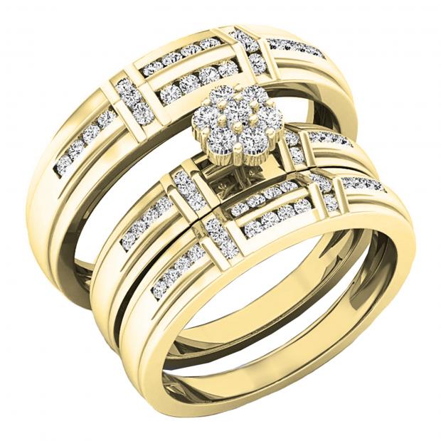 0.60 Carat (ctw) 14K Yellow Gold Round Diamond Men & Women