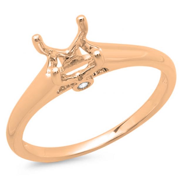 0.05 Carat (ctw) 14K Rose Gold Round Diamond Ladies Engagement Semi-Mount Ring (No Center Stone)