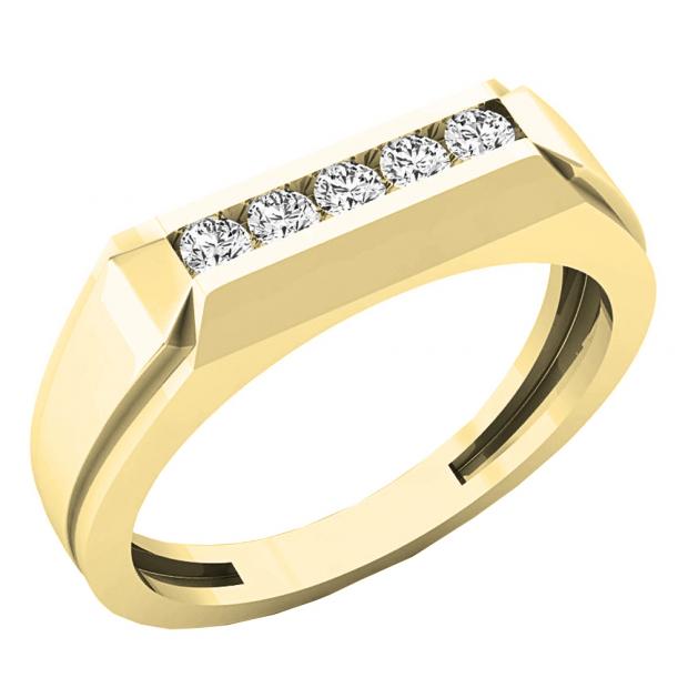 0.25 Carat (ctw) 10K Yellow Gold Round White Diamond Mens Wedding Anniversary Band Ring 1/4 CT
