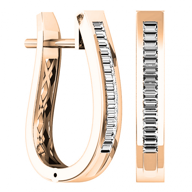 0.45 Carat (ctw) 10K Rose Gold Baguette Cut Diamond Ladies Huggies Fashion Hoop Earrings 1/2 CT