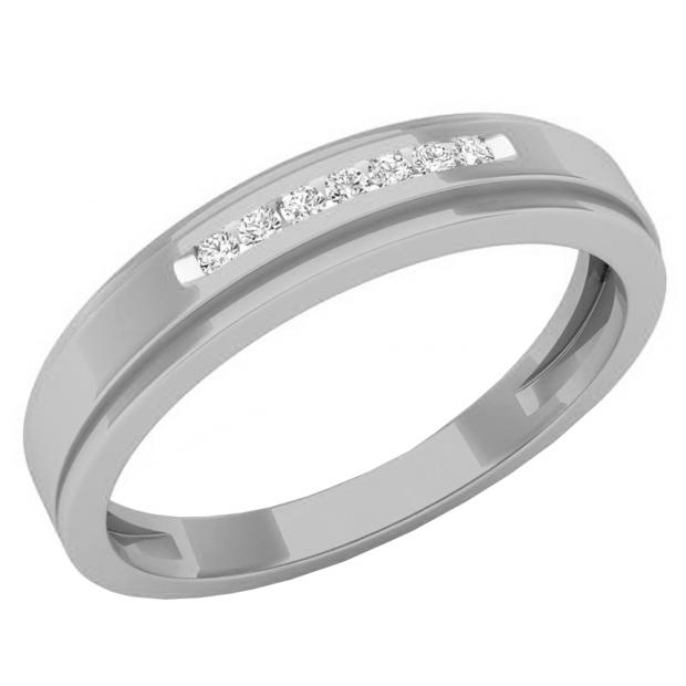 0.07 Carat (ctw) 10K White Gold Round White Diamond Men