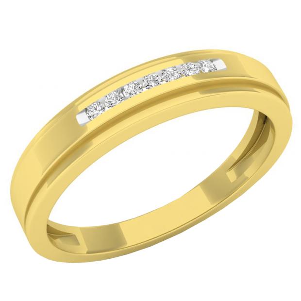 0.07 Carat (ctw) 10K Yellow Gold Round White Diamond Men
