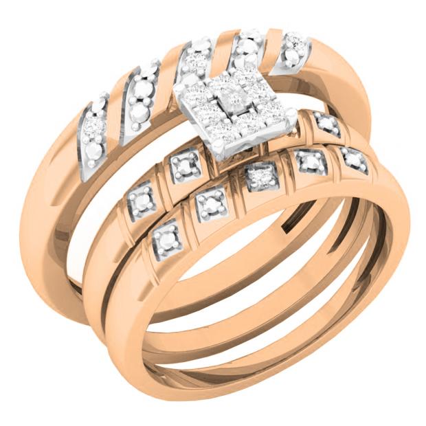 0.15 Carat (ctw) 10K Rose Gold Round White Diamond Men