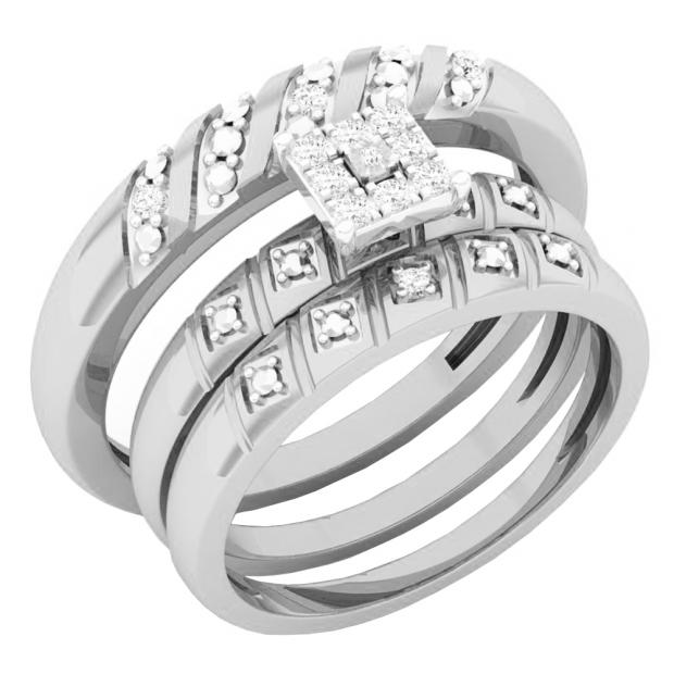 0.15 Carat (ctw) 10K White Gold Round White Diamond Men