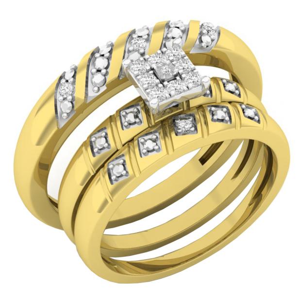 0.15 Carat (ctw) 10K Yellow Gold Round White Diamond Men