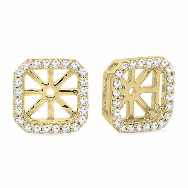 0.26 Carat (ctw) 14K Yellow Gold Round White Diamond Removable Jackets For Stud Earrings 1/4 CT