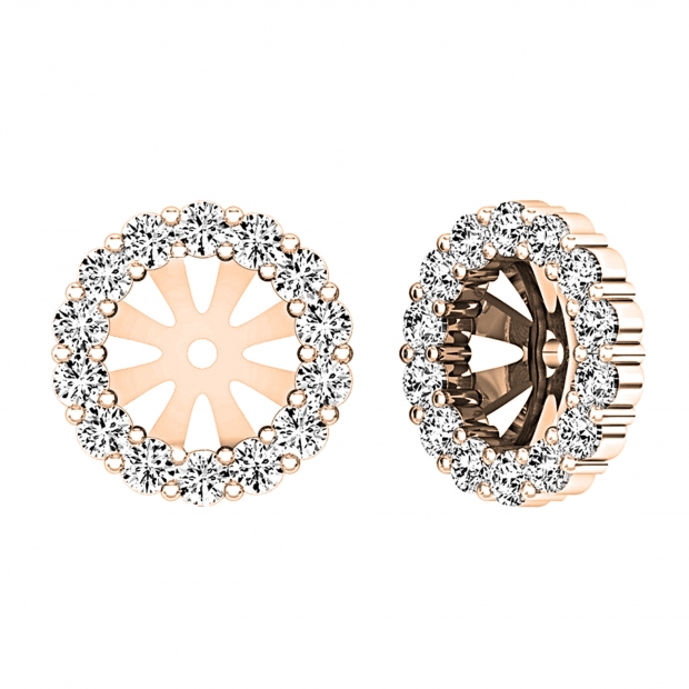 0.65 Carat (ctw) 10K Rose Gold Round Cut Diamond Removable Jackets For Stud Earrings