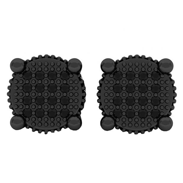 0.20 Carat (ctw) Black Rhodium Plated Sterling Silver Round Black Diamond Stud Earrings 1/5 CT