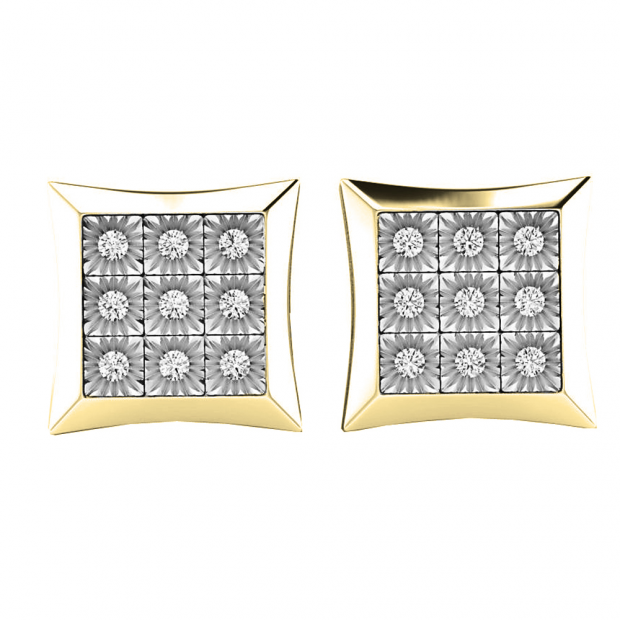 0.20 Carat (ctw) 10K Yellow Gold Round Cut Diamond Kite Shape Mens Hip Hop Iced Stud Earrings 1/5 CT