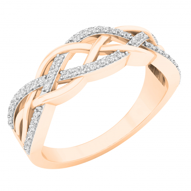 0.23 Carat (ctw) 10K Rose Gold Round Diamond Ladies Bridal Wedding Band Stackable Ring 1/4 CT