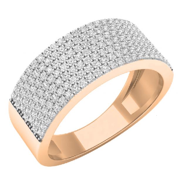 0.48 Carat (ctw) 18K Rose Gold Round White Diamond Ladies Anniversary Wedding Band Ring 1/2 CT