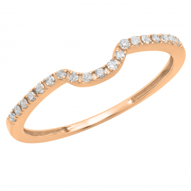0.11 Carat (ctw) 10K Rose Gold Round White Diamond Ladies Anniversary Wedding Band Guard Ring