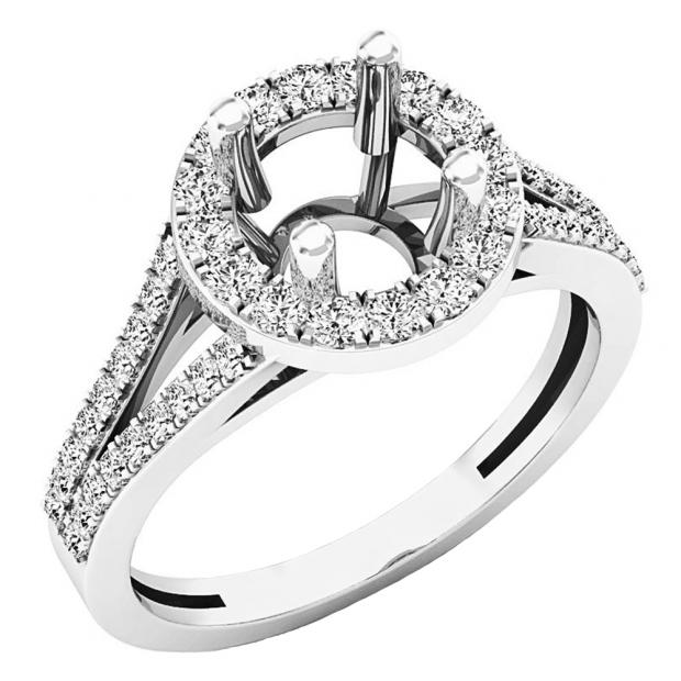0.45 Carat (ctw) 18K White Gold Round Diamond Split Shank Bridal Semi Mount Engagement Ring 1/2 CT