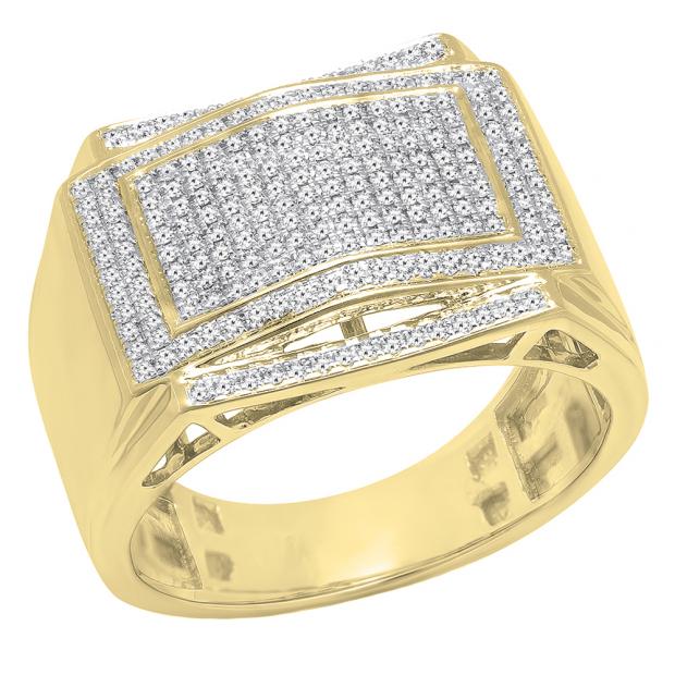 0.45 Carat (ctw) 14K Yellow Gold Round White Diamond Men