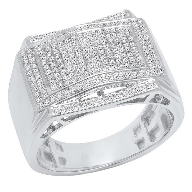 0.45 Carat (ctw) 18K White Gold Round White Diamond Men
