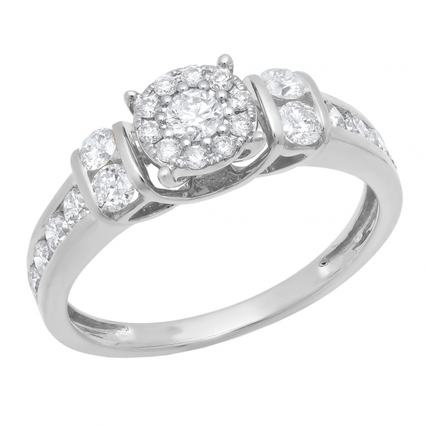 0.85 Carat (ctw) 10K White Gold Round Diamond Ladies Bridal Engagement Ring 1 CT