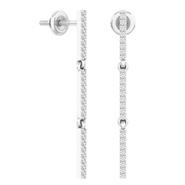 0.25 Carat (ctw) 10K White Gold Round White Diamond Ladies Linear Bar Drop Earring 1/4 CT