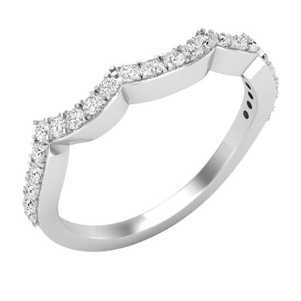 0.30 Carat (ctw) Round Diamond Ladies Wedding Stackable Contour Guard Band 1/3 CT 14K White Gold