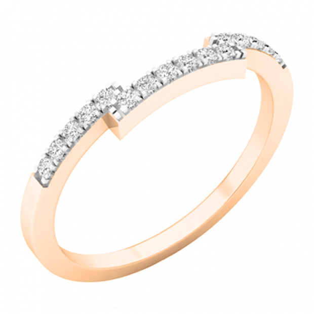 0.15 Carat (ctw) 10K Rose Gold Round Diamond Ladies Stackable Wedding Contour Band Guard Ring