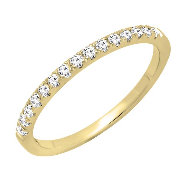 0.25 Carat (ctw) 18K Yellow Gold Round White Diamond Ladies Bridal Stackable Wedding Band 1/4 CT