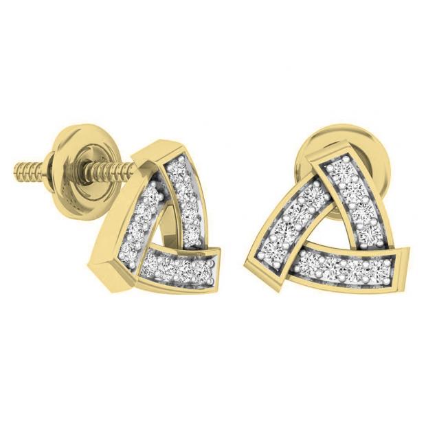 0.15 Carat (ctw) 18K Yellow Gold Round Diamond Ladies Triangle Shaped Stud Earrings