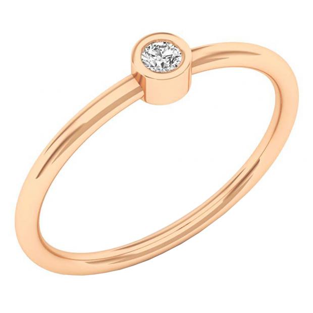 0.05 Carat (ctw) 10K Rose Gold Round Cut White Diamond Bridal solitaire Engagement Ring