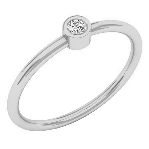 0.05 Carat (ctw) 10K White Gold Round Cut White Diamond Bridal solitaire Engagement Ring