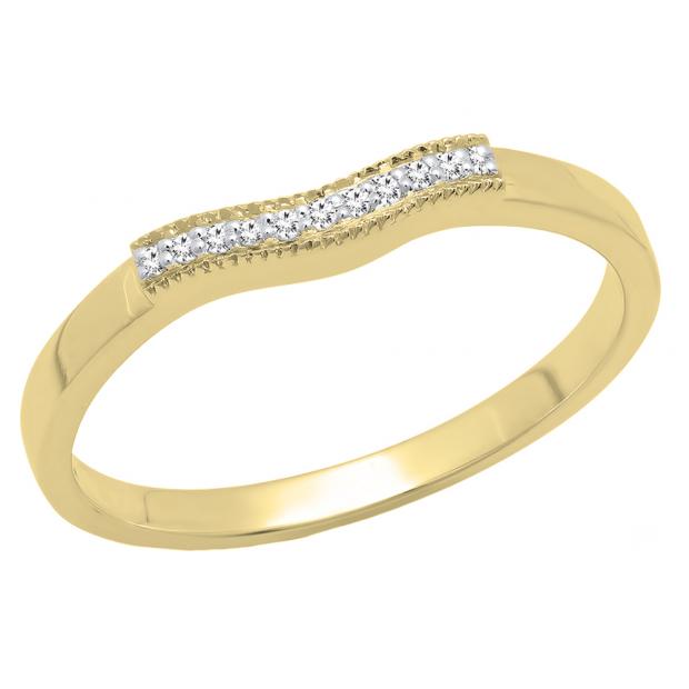 0.05 Carat (ctw) 10K Yellow Gold Round White Diamond Ladies Wedding Anniversary Band Ring