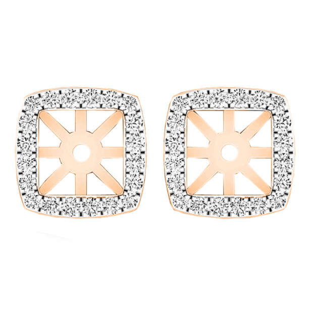 0.30 Carat (ctw) 10K Rose Gold Round Diamond Removable Jackets For Stud Earrings 1/3 CT