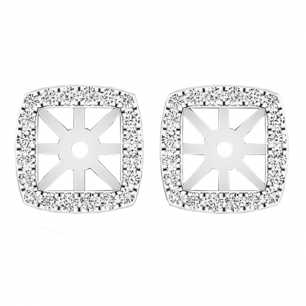 0.30 Carat (ctw) 10K White Gold Round Diamond Removable Jackets For Stud Earrings 1/3 CT