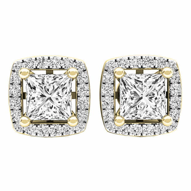 0.30 Carat (ctw) 14K Yellow Gold Round Diamond Removable Jackets For Stud Earrings 1/3 CT